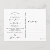 ウェディング日付写真シックなスクリプエレガントト ポストカード (裏面)