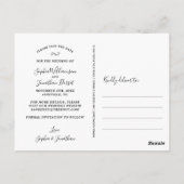 ウェディング日付写真スクリプトかわいらしフォント ポストカード (裏面)