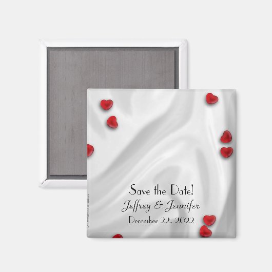ウェディング日付小さな赤いハート磁石を保存 マグネット (正面/裏面)