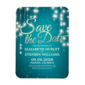 ウェディング日付文字列ライトの保存ターコイズ金ゴールド マグネット (縦)