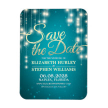 ウェディング日付文字列ライトの保存ターコイズ金ゴールド