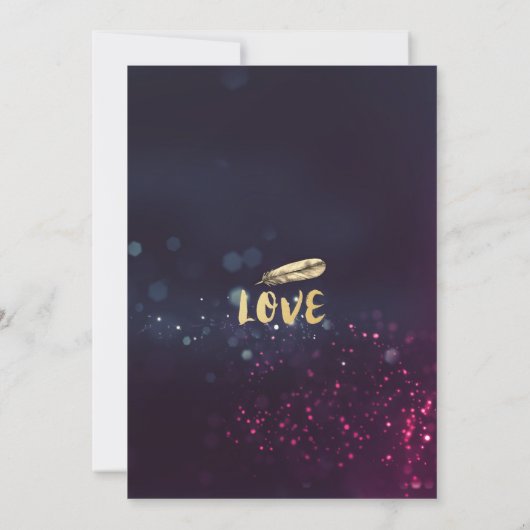 ウェディング日付水の色のフローラ羽を保存 セーブザデート (裏面)