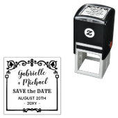 ウェディング日付華美ヴィンテージフレーム名の保存 セルフインキングスタンプ (インサイチュ)