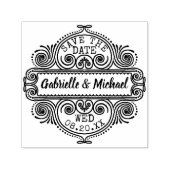 ウェディング日付華美ヴィンテージ枠カスタム保存 セルフインキングスタンプ (デザイン)