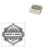 ウェディング日付華美ヴィンテージ枠カスタム保存 ラバースタンプ (押印)