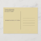 ウェディング日付金ゴールドツリーハートの保存 案内ポストカード (裏面)