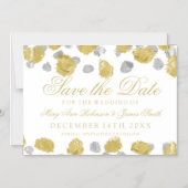 ウェディング日付金ゴールド&シルバーストローク絵を描スを保存 マグネット招待状 (正面)