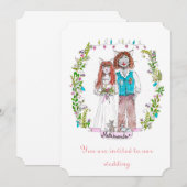 ウェディング猫のデザイン 招待状 (正面/裏面)