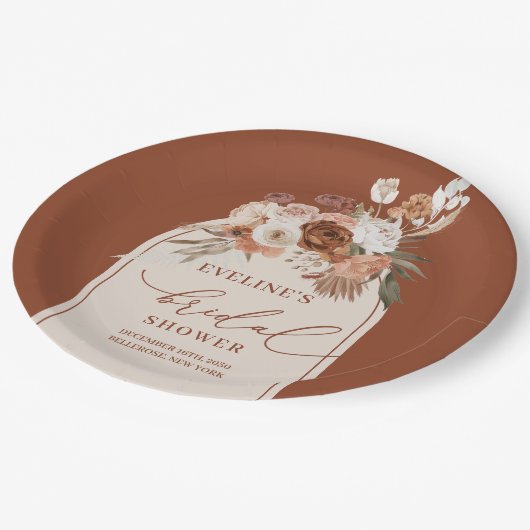 ウェディング用テラコッタパンパスグラスペーパープレート ペーパープレート (アングル)