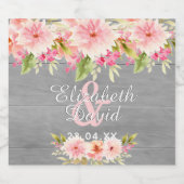 ウェディング素朴な灰色の木の赤いフローリング スパークリングワインラベル (シングルラベル)