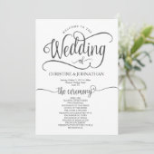 ウェディング素朴プログラムカード5x7書道デザイン プログラム (スタンド正面)