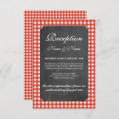 ウェディング素朴レセプションカードレッドチェックチョーク エンクロージャーカード (正面/裏面)
