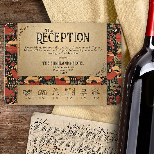 ウェディング素朴レセプションタイムラインエンクロージャカード サンキューカード