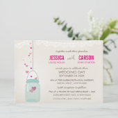 ウェディング素朴招待かわいいメイソンのjar愛のハート 招待状 (スタンド正面)