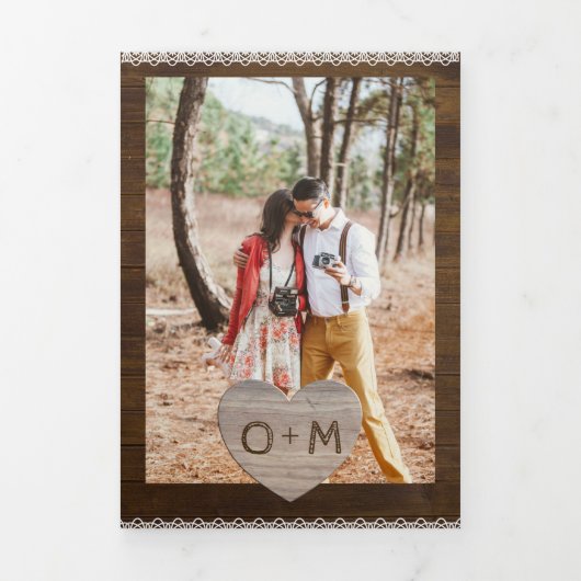 ウェディング素朴招待プログラムRSVPフォトカード 三つ折り招待状 (カバー)