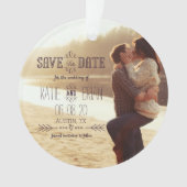ウェディング素朴日付の保存フォトオーナメント オーナメント (正面)