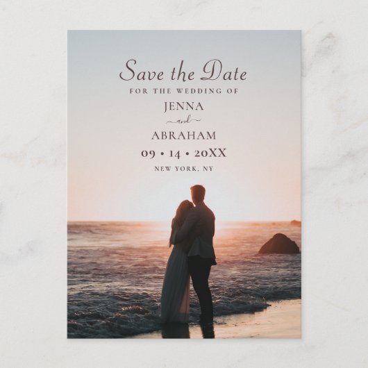 ウェディング素朴日付の写真を保存 インビテーションポストカード (正面)
