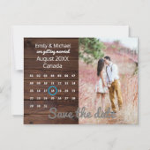 ウェディング素朴日付を保存するフォトカレンダー マグネット招待状 (正面)