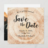 ウェディング素朴日付を保存する写真招待状ウッド 招待状 (正面/裏面)