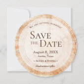 ウェディング素朴日付を保存する写真木の樹皮 招待状 (正面)