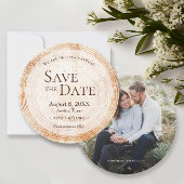 ウェディング素朴日付を保存する写真木の樹皮 招待状