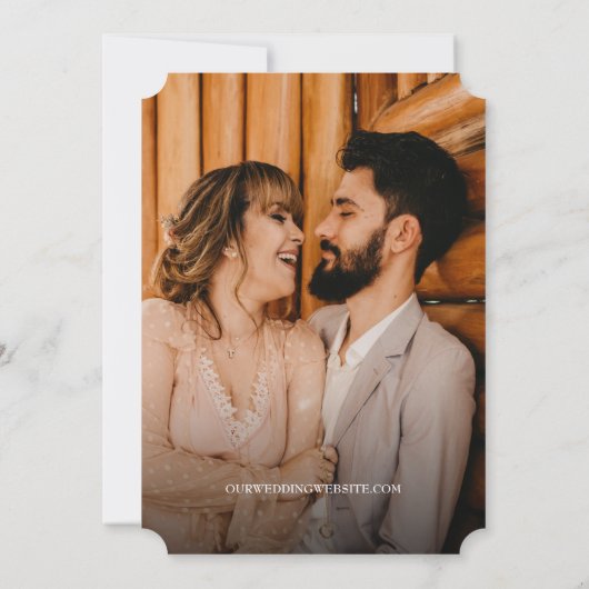 ウェディング素朴日付を保存する写真木目 招待状 (裏面)