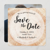 ウェディング素朴日付を保存する写真木目 招待状 (正面/裏面)