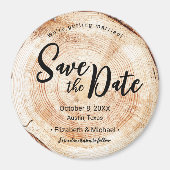 ウェディング素朴木材スライスの日フェイク付を保存 マグネット (正面)