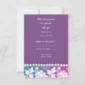 ウェディング素朴RSVPカード – 紫とピンクの白 招待状 (裏面)
