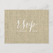 ウェディング素朴RSVPカード | Hessian Burlap Script インビテーションポストカード (正面)