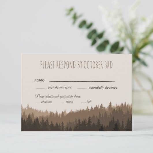 ウェディング素朴RSVP in the Mountains with dinner 出欠カード (スタンド正面)