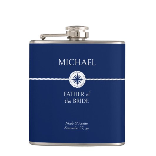 ウェディング航海のパーティギフトブルーとホワイトお尻 フラスク (正面)