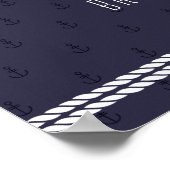 ウェディング航海のレセプションサイン18x24青いいかり ポスター (角)