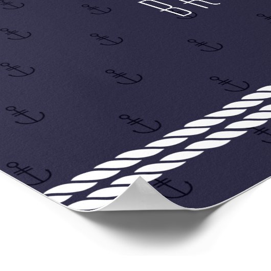 ウェディング航海のレセプションサイン18x24青いいかり ポスター (角)