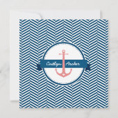 ウェディング航海の招待いかりハートネイビーサンゴ 招待状 (裏面)