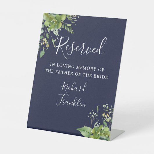 ウェディング記念 グリーン ネイビーブルー 台座サイン (正面)