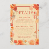 ウェディング詳細 秋 燃えたオレンジ色の花 エンクロージャーカード (正面)