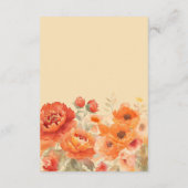 ウェディング詳細 秋 燃えたオレンジ色の花 エンクロージャーカード (裏面)