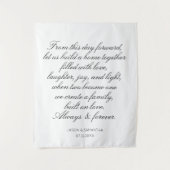 ウェディング誓いの背景　パーソナライズされたカリグラフィー タペストリー (正面)