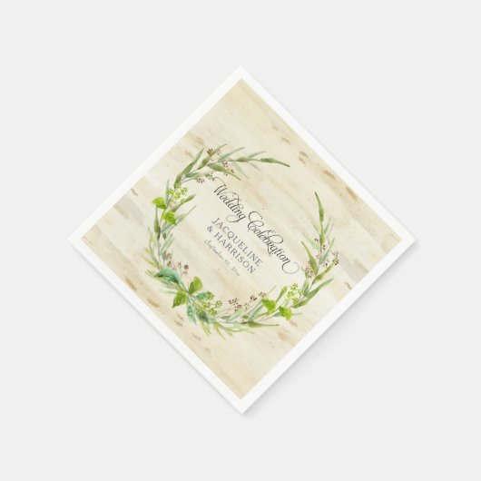 ウェディング離れレセプションリース樺の木バークウッド スタンダードカクテルナプキン (角)