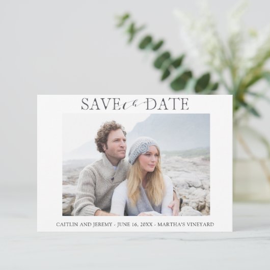 ウェディング1枚の写真で日付を保存する招待状 セーブザデート (スタンド正面)