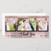ウェディング3 フォト ピクチャー ローズゴールド シャイン ありがとう サンキューカード (正面/裏面)