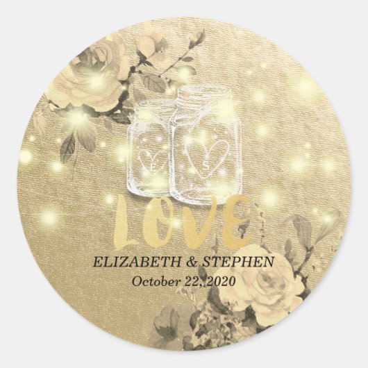 ウェディング ありがとう フラワーマソンジャー ストリングライト ラウンドシール (正面)