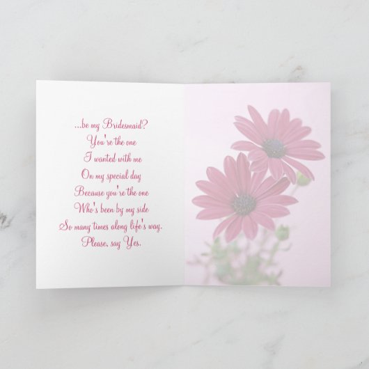 ウェディング.お姉ちゃん。花嫁のメイドカード。デイジー花。 招待状 (内部)