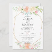 ウェディング | かわいい水彩 春の花 招待状 (正面)