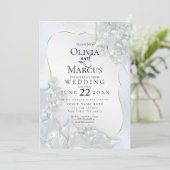 ウェディング | アイスブルー パール シマー 招待状 (スタンド正面)