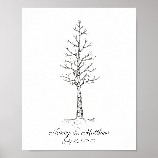 ウェディング アスペン 指紋 ツリー ポスター (正面)