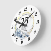ウェディング・アニバーサリー・エレガント・ブルー・フラワーデザイン ラウンド壁時計 (傾斜)