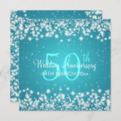 ウェディング・アニバーサリー・パーティー・ウィンター・スパークル・ブルー 招待状 (正面/裏面)