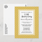 ウェディング・アニバーサリー・パーティー モダン ポルカドット 50周年 ゴールド ポストカード (正面/裏面)